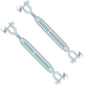 Turnbuckle Hook, 1/2 Inch Hot Dipped Galvanized Steel Jaw and Jaw Turnbuckle, 2200 Lbs Working Load Limit Turnbuckle for Sun Shades Cables Tent Installation Outdoor String Lights (2 Pcs)