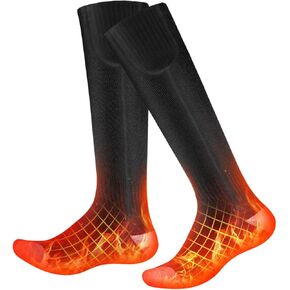 Heated Socks for Men Women, 3.7V 4000mAh Rechargeable Heated Socks with 3 Heating Level Electric Socks Washable Heated Ski Socks for Outdoor Hiking, Fishing, Skiing, Cycling and Camping