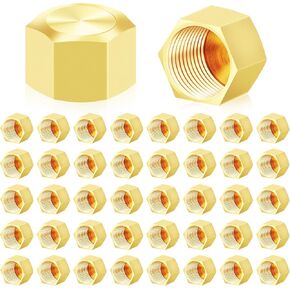 3/8" Compression Cap, 40pcs Brass Compression Fittings Hex UNEF Thread Stop Valve Tubing Ends Sealing Caps Hose Connector for Gas Garden Water Air Line