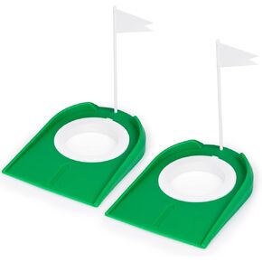 Hooqict 2 Pack Golf Putting Cup with Flag Indoor Practice Training Aids Plastic Golf Putting Hole Putter Regulation Cup for Kids Men Women Indoor Outdoor Home Office Backyard Yard Golfing