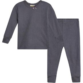 Sweet & Sassy Baby Girls' Thermal Underwear Set - 2 Piece Thermal Knit Top and Bottoms Set for Toddler Baby Girls (12M-4T)