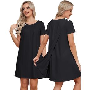 Hospital Gowns For Women Shoulder Surgery Open Back Tear Away Dress Pleated Front Adaptive Clothing NIghtgown