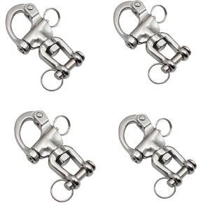 4 Pack Snap Shackle Sailing Halyard, 316 Stainless Steel Clevis Swivel Jaw Swivel Shackle, Quick Release Snap Hook for Sailing Rigging Shackles, SCBA face Masks, Firefighter Mask