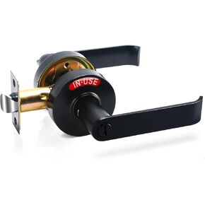 Bathroom Privacy Indicator Handle Lock, Vacant Occupied Bathroom Lock with Large Indicator for Men Women Restroom in-use or Vacant, Occupied Sign for Bathroom Door, Bathroom Door Knob, Black
