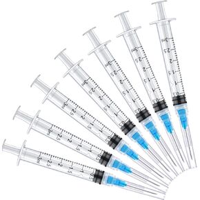 20 Pack 3ml Industrial Syringes with 23Ga 1 Inch, Plastic Disposable Syringe for Scientific Labs, Liquids Refilling and Measuring