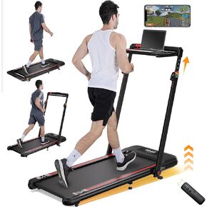 Walking Pad Treadmill, 3.0HP Under Desk Treadmill with Handle Bar and Incline, 300lbs Capacity with Removable Desk Workstation, Foldable Treadmill with Remote Control, APP for Home Office