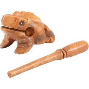 Wooden Frogs, Different Inch Croaking Frog WoodenThailand Traditional Craft Lucky Frogs Percussion Instruments Rasp Tone Block Ornaments Croaking Musical Instrument for Home Office Yard Modern