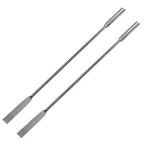 Maxmoral 2PCS Stainless Steel Lab Scoop Micro Scoop Dual Head Semi Circular Flat End Scraper Sampler Medicine Scraper Spatula Utensils Silver for Lab Scooping Sample Transfer Powder Paste Mixing