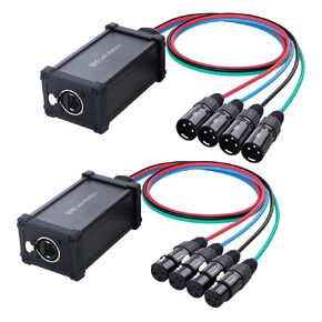 Cable Matters XLR Audio Over Ethernet Snake (XLR Snake 4 Channel, Digital Snake Box) with 2 Boxes - 4X XLR Male Pigtail Box and 4X XLR Female Pigtail Box Compatible with EtherCON Connector, Black