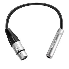 Devinal XLR Female to 1/4" Female calbe, 3 Pin XLR Female to 6.35mm Socket Audio Cord, XLR Jack to TS/TRS Quarter inch Adapter Connector Converter Metal Construction 1 feet (30 cm)