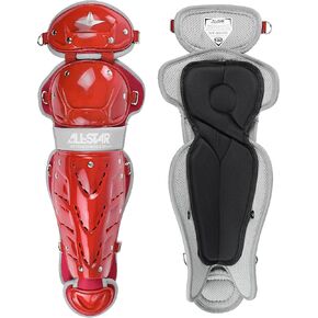 All-Star Top Star Series Leg Guards - Scarlet Red, 13.5", Ages 9-12 - Baseball Accessories, Baseball Equipment Kit
