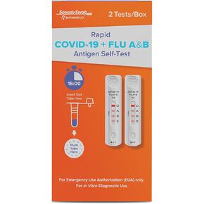 COVID-19 + Flu Test 2 Pack Quick 15 mins - Rapid Antigen Self-Test for Quick, Accurate Results at Home (1 Pack, 2 Tests)