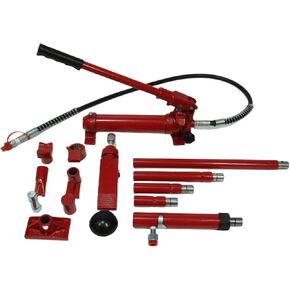 10 Ton Porta Power Kit - 15-pcs Hydraulic Ram, Auto Body Frame Repair, 22,000 lbs Capacity, Carrying Case, Red