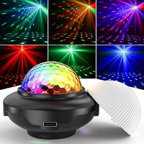 Rechargeable Disco Ball, Party Lights Night Light 2 in 1 RGB Dj Lighting Strobe Lamp with Sound Activated 6 Modes for Home Room Dance Parties Birthday Halloween Christmas Decorations(2pcs)