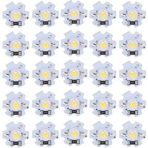 Hyuduo 1W 5V LED Chip Bulb, Light Beads 200lm Brightness High Bead Light Source Chip with Aluminum Plate for Floodlight, Pack of 25(Light 40004500K)