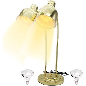Food Heat Lamp Warmer - Gold Table Top Portable Heating Warming Bulk Double 500W Light Bulbs for French Fry Chip Catering Parties Buffet Commercial Restaurant Food Service Truck at Home