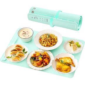 Electric Warming Tray Adjustable Food Warming Mat with Temp Setting & Timer, 23 x 16 Inch Large Food Warmers Mat for Parties Buffet, Silicone Heating Mat for Food, Party Heating Pads for Warming Food