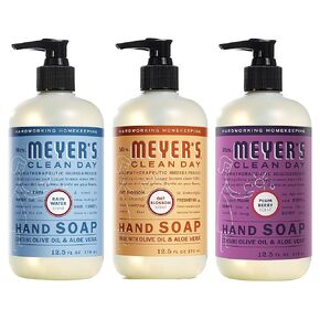 MRS. MEYER'S CLEAN DAY Liquid Hand Soap Variety Pack, 1 Rain Water Scent Hand Soap, 1 Oat Blossom Scent Hand Soap, 1 Plum Berry Scent Hand Soap, 12.5 FL OZ (3 CT)