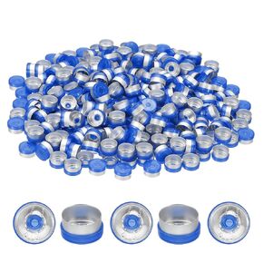 PATIKIL 13mm Flip Off Caps, 300 Pcs Flip Off Caps Flip Off Seals Flip Off Vial Seals Plastic Aluminum Caps Cover for Glass Vial Laboratory, Blue