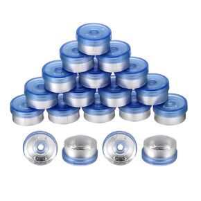uxcell 20mm Flip Off Caps, 100PCS Burr-Free Flip Off Top Caps Seals Flip Off Aluminum Plastic Vial Flip Off Seals Caps Cover for Glass Vial Freeze-Dried Bottles, Pink/Silver
