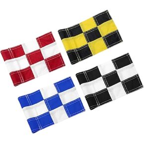 Set of 4 Double Sided 8x6 Inches Checkered Golf Flag - Mini Practice Putting Green Flags for Yard in 420D Nylon - Small Banner Checkered with Tube Inserted - Standard Golf Flag for Backyard