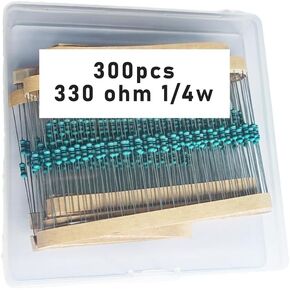 330 1/4W, 330R1/4W, 330 ohm, 330 R 1/4W, 330Ωresistor, 330 ohm resistor, 330 ohm Metal resistor, 330 R Metal Film resistors 1/4w(0.25w) 1% tolerance 0.01 MF Metal Film Fixed Resistor 300 pcs