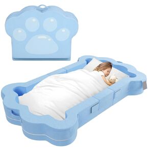 Portable Toddler Bed,Foldable Toddler Travel Bed for Kids,Toddler Floor Bed for 1-5,Soft and Safe