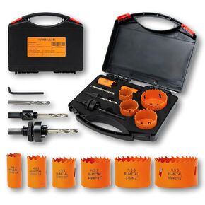 Hole Saw Kit for Metal and Wood Plastic Project, Bi-Metal Hole Saw Set with Case and Arbor, 3", 4" and 4-1/4", Hole Cutter with Flat and Smooth Cutting Drilling Edge, Fast Chip Removal