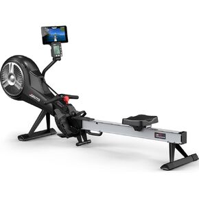 JOROTO Rowing Machine, Air Magnetic Foldable Rowing Machines for Home Use, Rower Machine with 49.5" Rail, Backlit Monitor, Bluetooth, App Supported, Tablet Holder