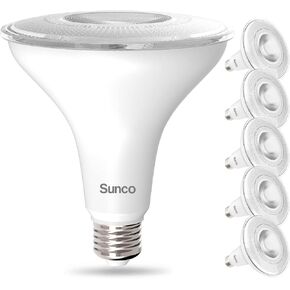 Sunco 2 Pack Outdoor LED Flood Light Waterproof PAR38 LED Bulb, Dimmable, 13W=100W, 5000K Daylight, 1050lm, E26 Base, UL Energy Star Listed