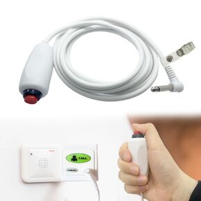 Replacement Nurse Call Cord, Red Button Momentary Call Cable for Nurse Station, 6.35mm Plug, 10 Feet (White)