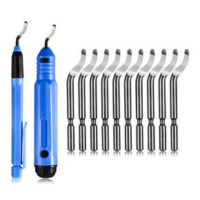 2 Pcs Deburring Tool +10 Pcs High Speed Steel Blades for Metal Resin PVC Pipes Copper Plastic 3D Printed Edges, Plumbing 3D Printing Burr Removal Reamer Tool, PVC Pen Reamer Burr Remover