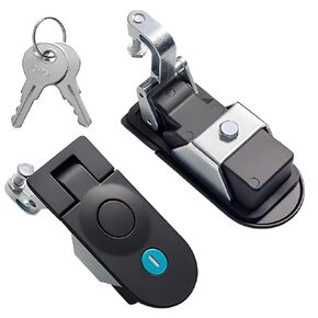 Compression Latch Lock with Push Button, Zinc Alloy Cabinet Door Lock with Keys, Heavy Duty Spring Loaded Slam Latch, 2 Pack Security Lock for RV Storage