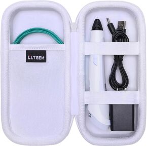 LTGEM Case Compatible with SCRIB3D P1 / SCRIB3D Advanced 3D Printing Pen, Charging Cable, Plug and Filament, White(Case Only)