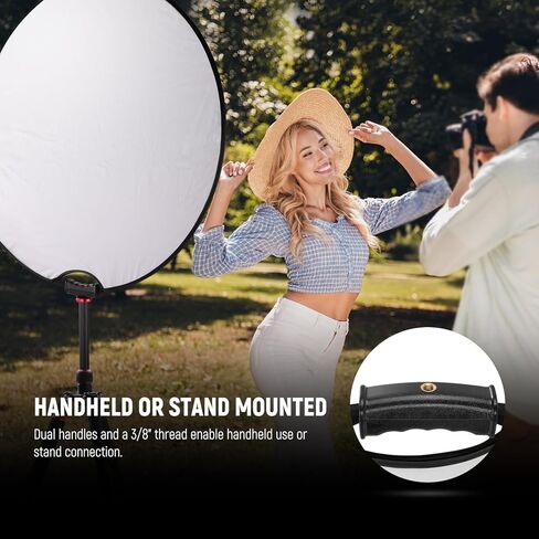 NEEWER 80cm Light Reflector with Handle & 3/8" Thread, 5 in 1 Foldable Round Light Diffuser, Translucent/Silver/Gold/White/Black for Studio or Outdoor Photo Lighting, RF-110II in Saudi Arabia