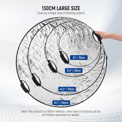 NEEWER 80cm Light Reflector with Handle & 3/8" Thread, 5 in 1 Foldable Round Light Diffuser, Translucent/Silver/Gold/White/Black for Studio or Outdoor Photo Lighting, RF-110II in Saudi Arabia