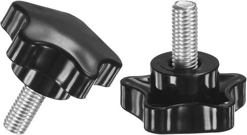 4-Pack Star Clamping Knobs, M6x60mm Male Thread Hand Tightening Screw for Machinery/Electronic/Furniture/Umbrella Base, Machine Handle Replacement [Stainless Steel, Black] in Saudi Arabia