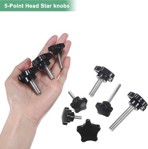 4-Pack Star Clamping Knobs, M6x60mm Male Thread Hand Tightening Screw for Machinery/Electronic/Furniture/Umbrella Base, Machine Handle Replacement [Stainless Steel, Black] in Saudi Arabia