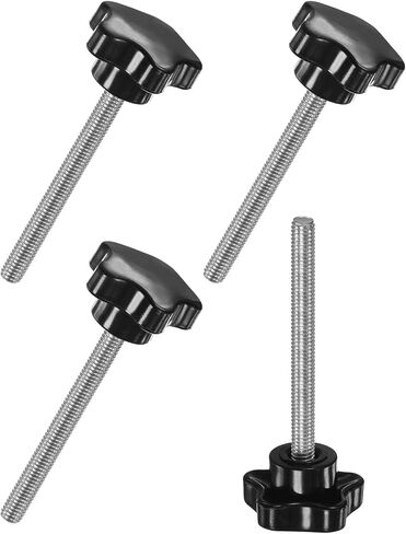 4-Pack Star Clamping Knobs, M6x60mm Male Thread Hand Tightening Screw for Machinery/Electronic/Furniture/Umbrella Base, Machine Handle Replacement [Stainless Steel, Black] in Saudi Arabia