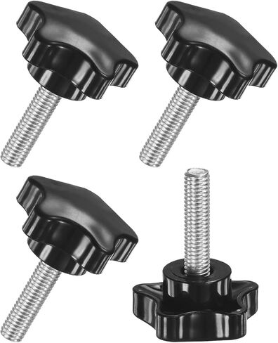 4-Pack Star Clamping Knobs, M6x60mm Male Thread Hand Tightening Screw for Machinery/Electronic/Furniture/Umbrella Base, Machine Handle Replacement [Stainless Steel, Black] in Saudi Arabia