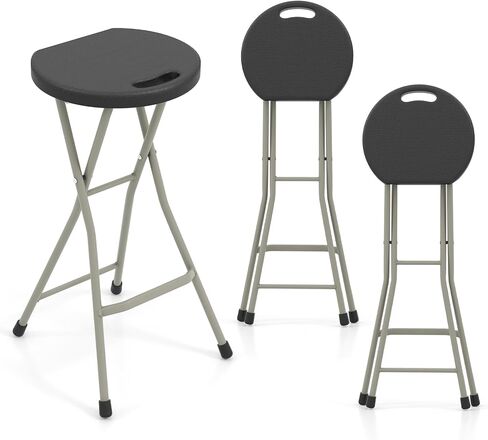 Goplus Folding Stool, Extra Tall 28 inch Foldable Camping Stool for Adults with 550 lb Capacity, Portable Plastic Fold up Stool, Collapsible Round Stool with Handle for Fishing Hiking Gardening BBQ in Saudi Arabia