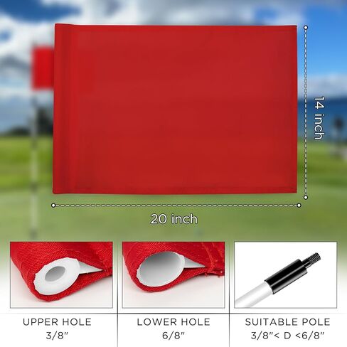KINGTOP Golf Flag 20x14 Inch - Plain White, 420D Nylon, Tube Inserted - Standard Putting Green Flags for Backyard Practice, Golf Courses, Country Club, 1-Pack in Kuwait
