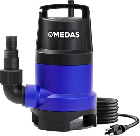 MEDAS 1HP 3434 GPH Sump Pump Submersible Clean/Dirty Water Pump Portable Utility Pump with 16.4ft Cord for Swimming Pool Garden Basement Tub Pond Draining in Kuwait