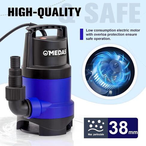 MEDAS 1HP 3434 GPH Sump Pump Submersible Clean/Dirty Water Pump Portable Utility Pump with 16.4ft Cord for Swimming Pool Garden Basement Tub Pond Draining in Kuwait