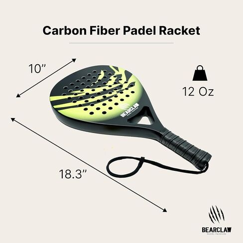 Bearclaw Padel Racket Carbon Fiber Surface with EVA Memory, Flex Foam Core - Lightweight Padel Racquet in Kuwait