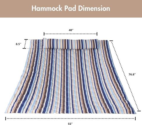 ANOW Outdoor Hammock Pad and Pillow Set, Quilted Hammock Pad Replacement, Blue Stripes in Saudi Arabia