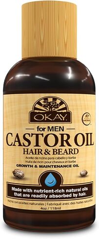 OKAY | Men's Castor Oil Beard and Hair Growth Oil Lightweight | For All Hair Types & Textures | Stimulates Hair Growth | Readily Absorbed | Free of Silicone & Paraben | 4 oz , brown in Saudi Arabia