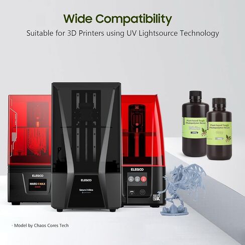 ELEGOO Standard Plant-Based 3D Printer Resin with Low Odor and High Precision, 405nm UV Curing Resin for Mars Saturn Jupiter MSLA DLP LCD 3D Printing - White 2000g in Saudi Arabia