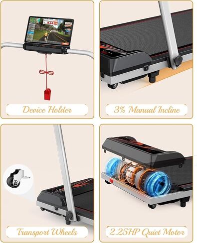 NAYSAYE Treadmills for Home, Folding Walking Pad with Incline, Portable Walking Pad Treadmill with Remote Control and LED Display, Under Desk Treadmill for Home/Office Exercise, Strong Support in Saudi Arabia