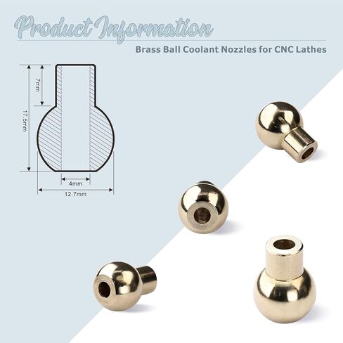 10PCS 17MM 5 Brass Ball Cnc Nozzle, Straight Hole Coolant Nozzle for Jewelry Lathes Screw Lock, High-Pressure Cutting Oil Cooling Nozzle for Jewelry Carving Milling Machines Machine Tools in Saudi Arabia